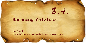 Barancsy Aniziusz névjegykártya